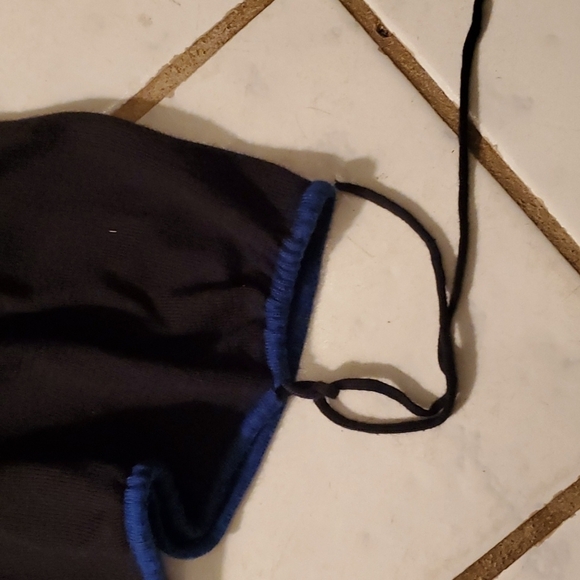 AX Armani Exchange Dress Size S black ribbed sweater dress and blue trim - Picture 7 of 11